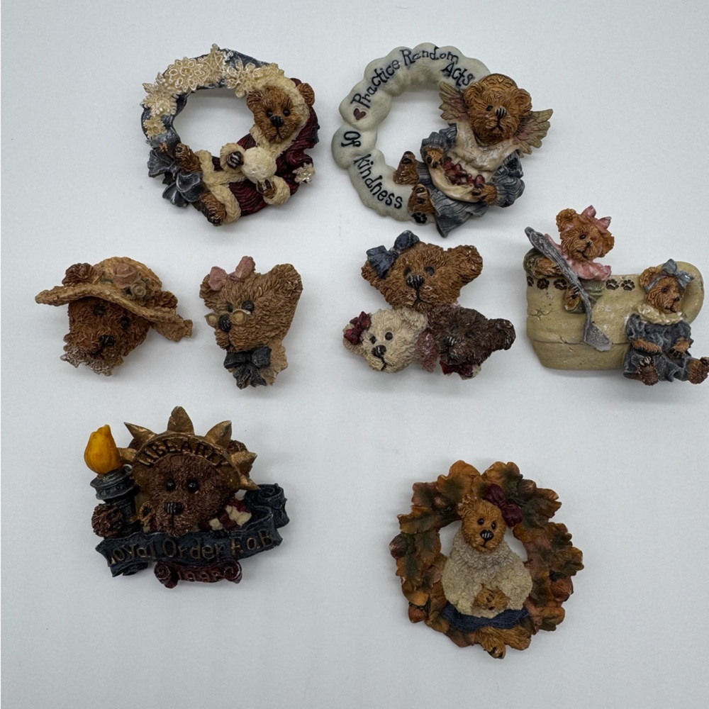 Vintage Boyds Bears Brooch Lot 9 Teddy Pins Resin Bundle Fall Holiday